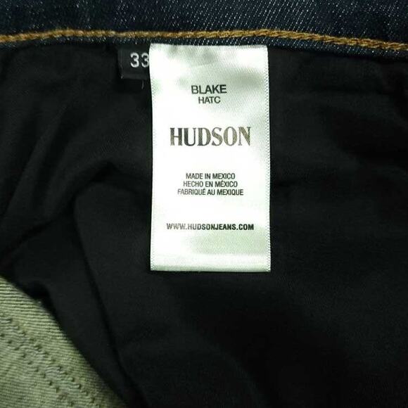 Hudson Jeans Mens 33 Blake Slim Straight Whiskering Mid Rise Stretch Dark Wash - Picture 5 of 12